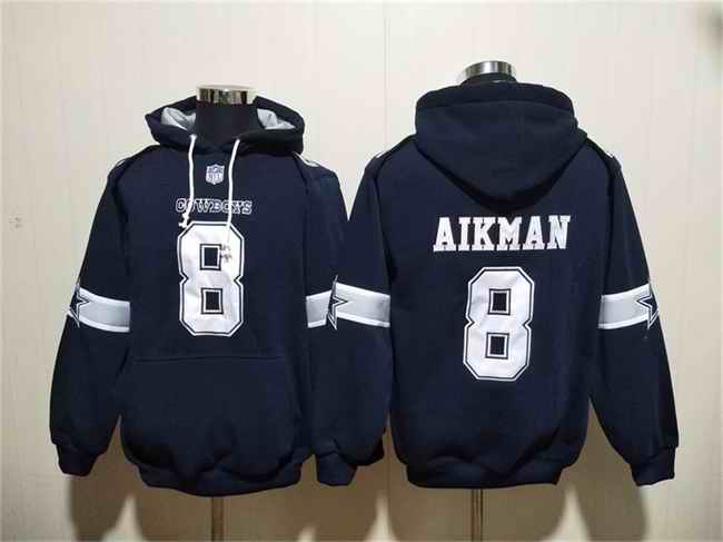 Men's Dallas Cowboys #8 Troy Aikman Navy Ageless Must-Have Lace-Up Pullover Hoodie